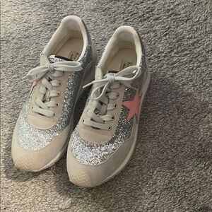 Vintage Havana Silver Glitter Star Accent Sneakers with Pink Star wedge.